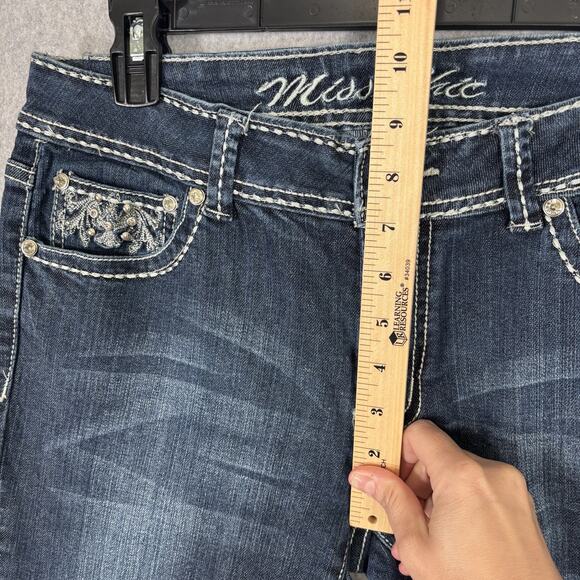 Y2K Miss Chic Bootcut Jeans 13 Low Rise Embellished Rhinestone Embroidered Rodeo - Picture 7 of 14